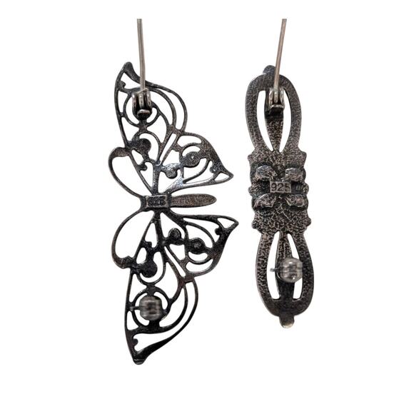 Lot of 2 925 Sterling Silver Brooch Pin with Rhinestone - Picture 4 of 7